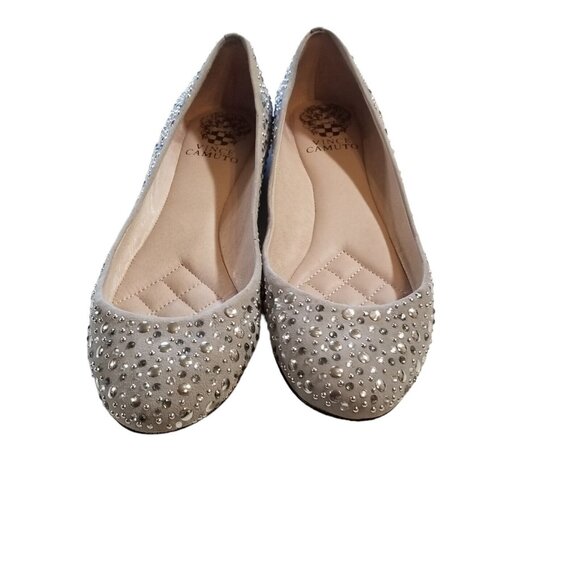 Vince Camuto Studded Suede Ballet Flats Shoe 8.5 Earl Gray True Suede - Picture 3 of 12